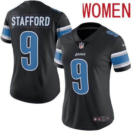 Women Detroit Lions #9 Matthew Stafford Nike Black Vapor Limited NFL Jersey->women nfl jersey->Women Jersey